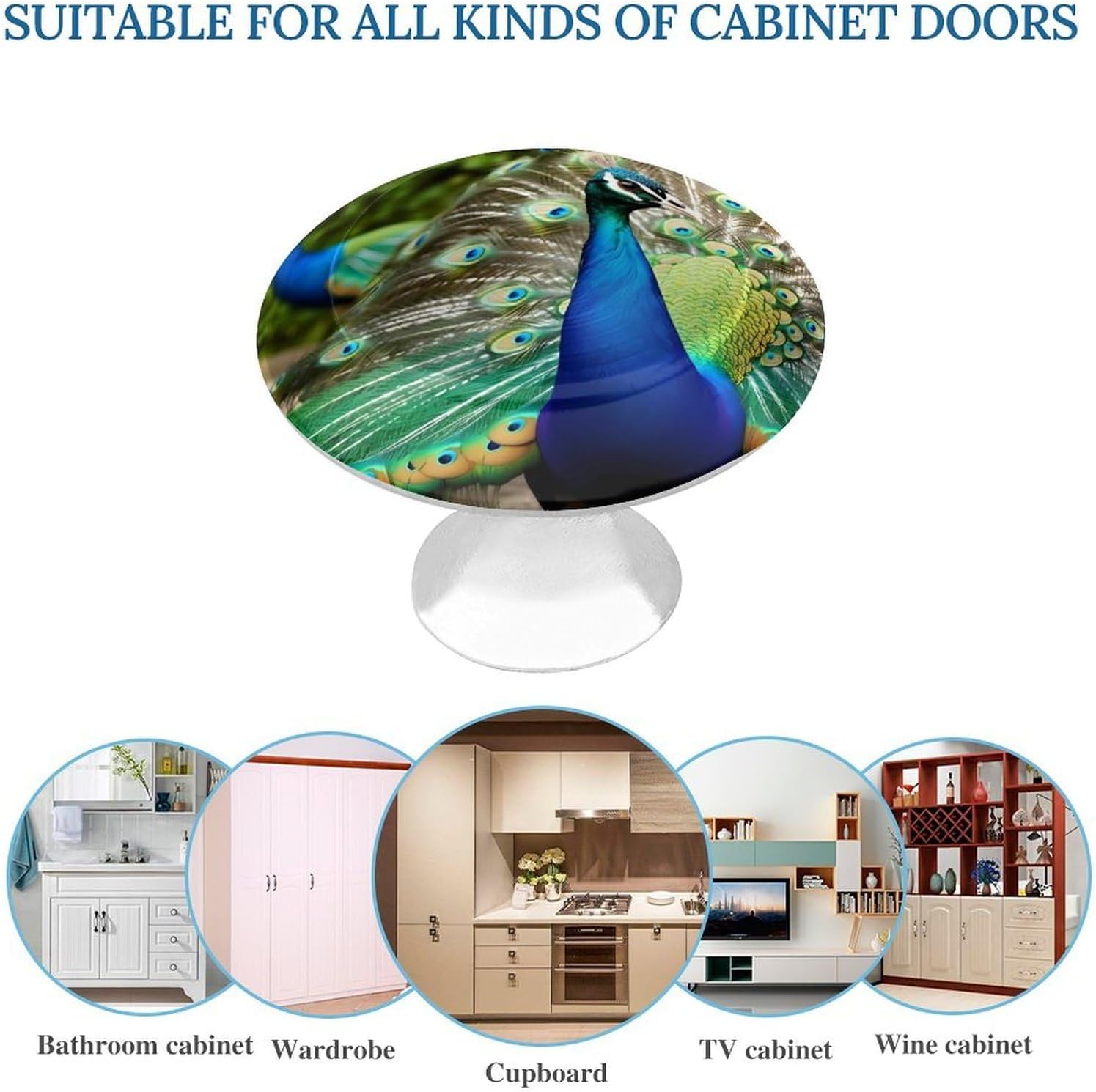 Cabinet Handles Round Drawer Pulls Beautiful Peacock Dresser Knobs for Cabinets and Drawers Handle Kitchen Cabinet Pulls for Bathroom Cupboard Drawers Cabinet Pulls for Kitchen Door