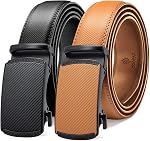 Ceinture pour hommes, DOOPAI Ceinture en cuir pour hommes 2 pack réglable avec glissière à boucle automatique, coupe pour ajustement exact