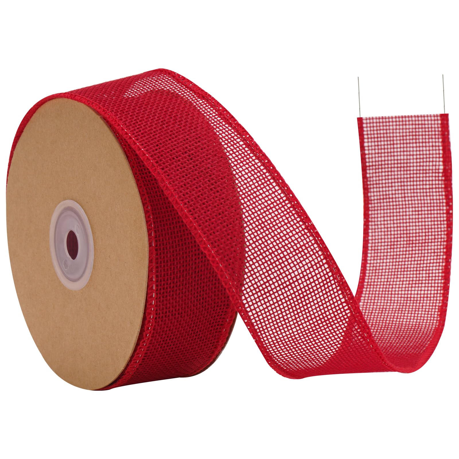 G2PLUS 4cm Red Wired Burlap Ribbon: 10m Hessian Ribbon for Crafting Bows, Gift Wrapping, Wreaths, Christmas Decoration