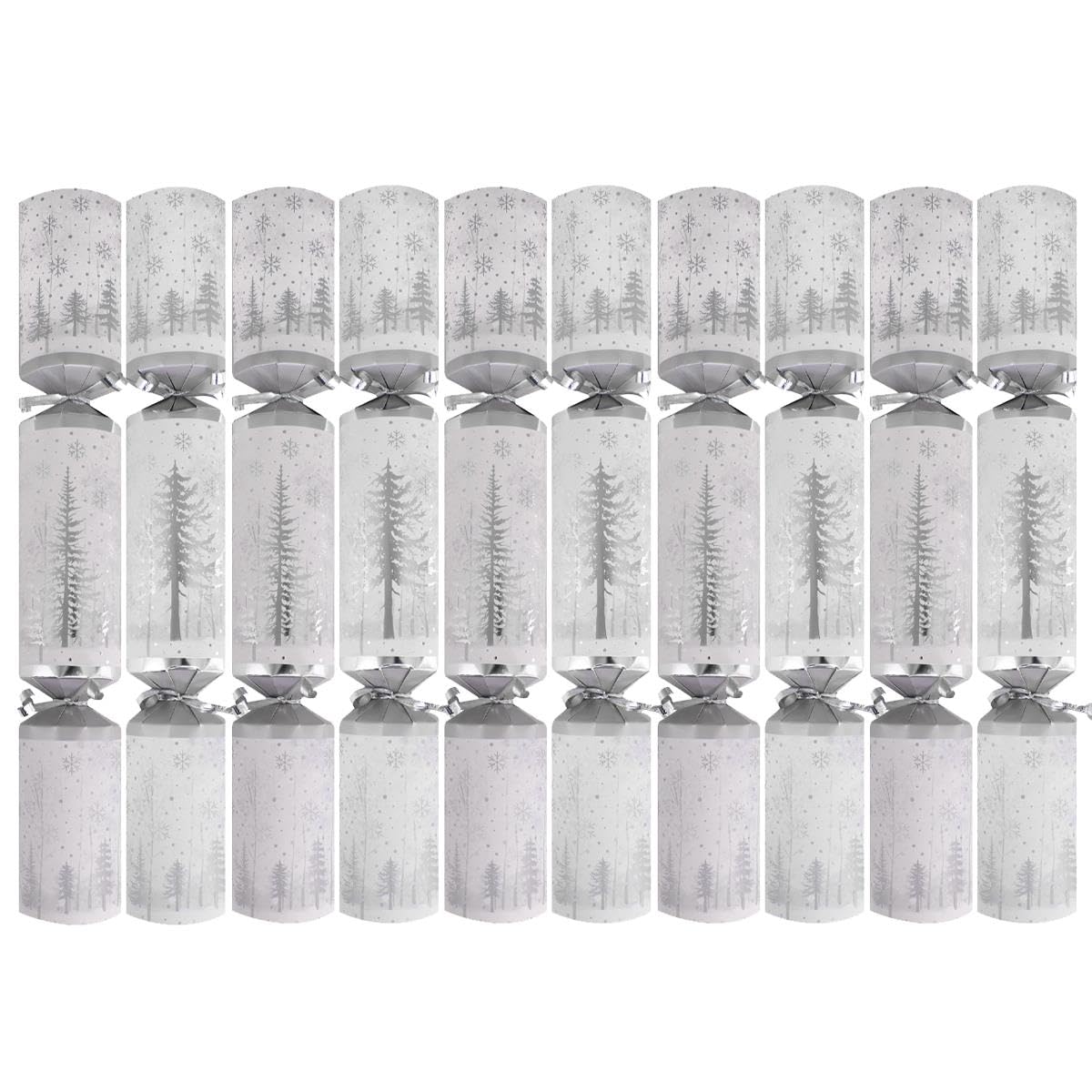 Silver Christmas Crackers Metallic Pack of 10 Hats Gifts Xmas Dinner Decorations