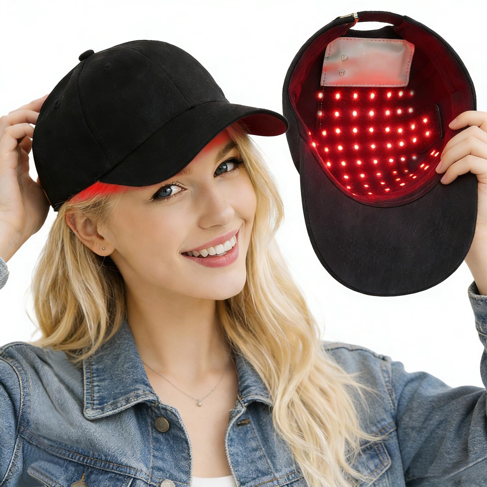 Cappuccio per la crescita dei capelli a luce rossa (LP-RJVGRW-BLK)