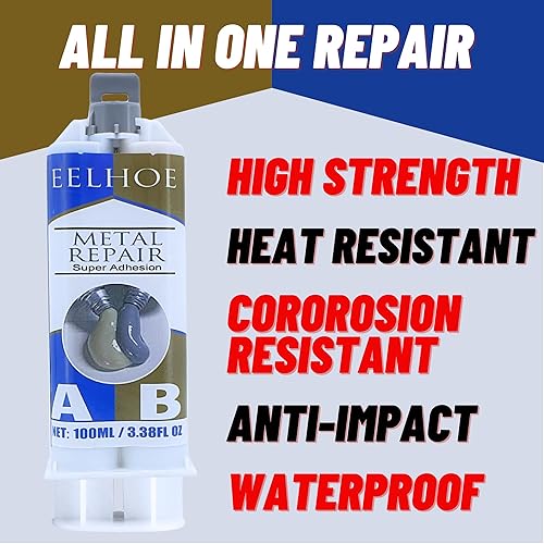 Miniatura 5 de Pegamento de metal, pegamento de reparación de metal fundido (A+B), pegamento resistente al calor de alta temperatura para metal, adhesivo de metal