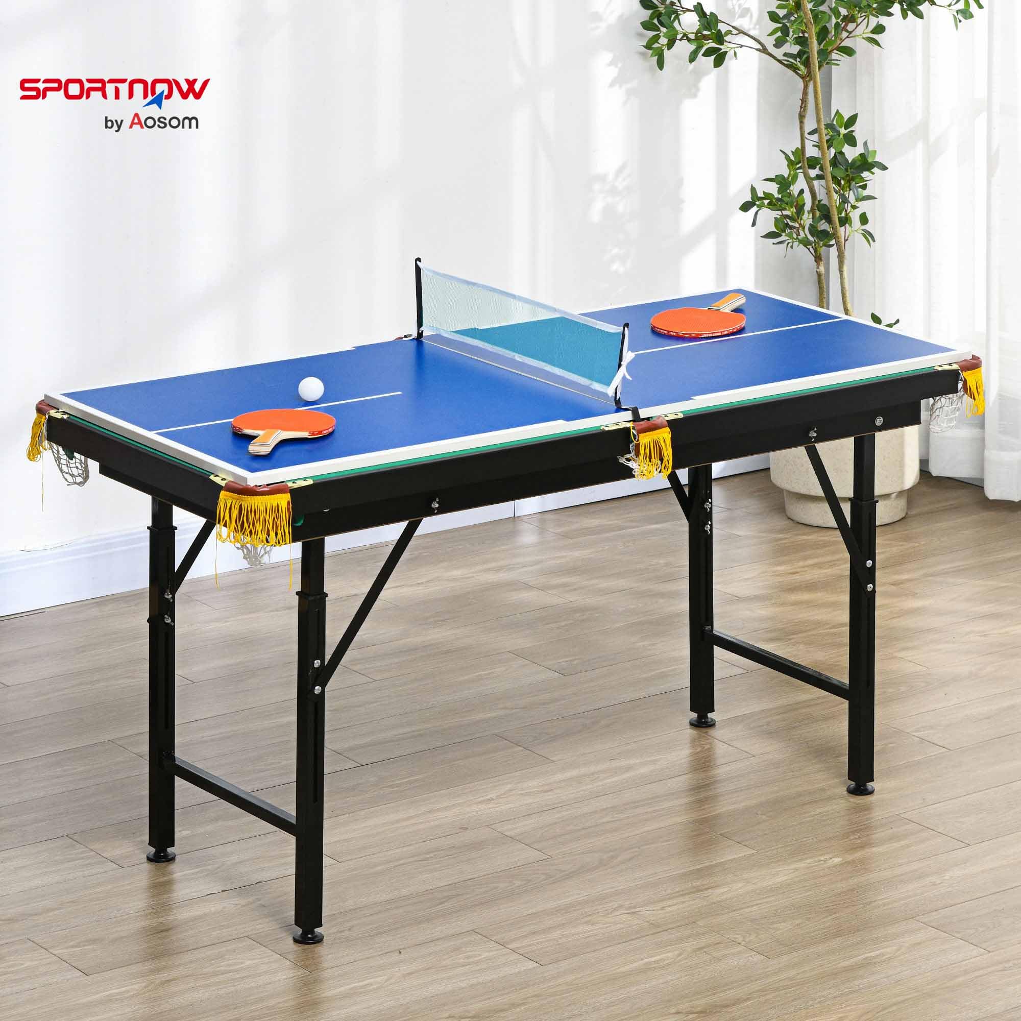 SPORTNOW Multigame Spieletisch 2-in-1 Stahl 140 x 63 x 60-80 cm Grün