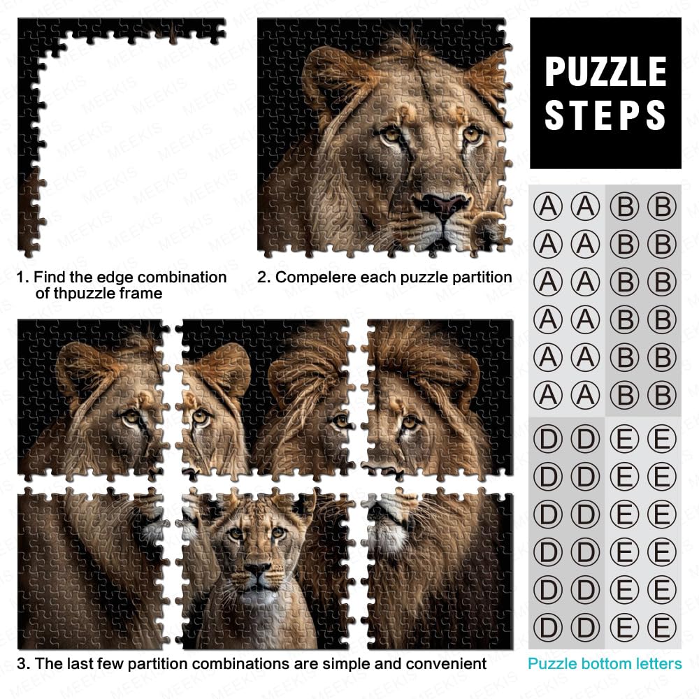 Puzzle 1000 Piezas Familia De Leones - 70x50 Cm, Cartón Reciclable, Incluye Póster De Referencia