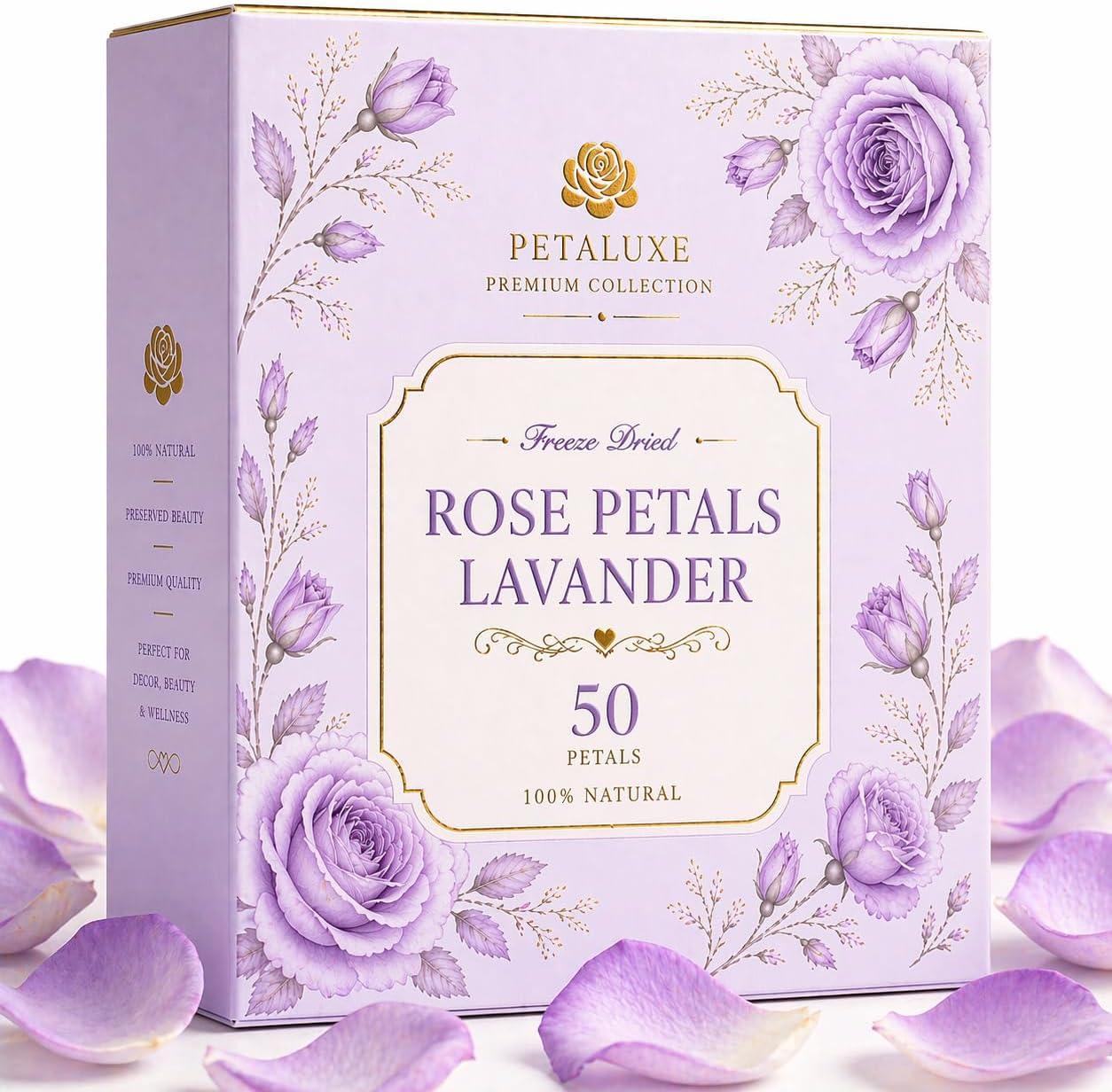 PETALUXE Freeze Dried Rose Petals Lavender, 100% Natural, 50 Petals, for Decor, Beauty & Wellness