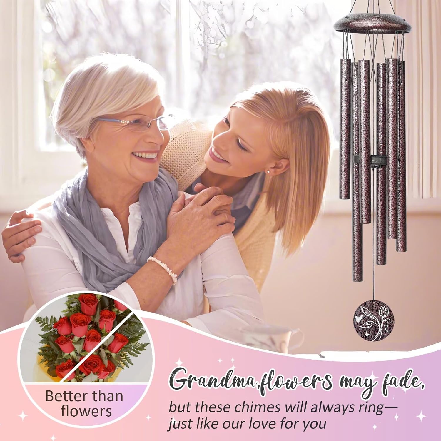 Gifts for Grandma, 25''Wind Chimes, Grandma Birthday Gifts for Grandmother from Granddaughter Grandson Grandkids, Mothers Day, Thanksgiving, Christmas Day Gift Ideas for Love Rreminder - Image 2