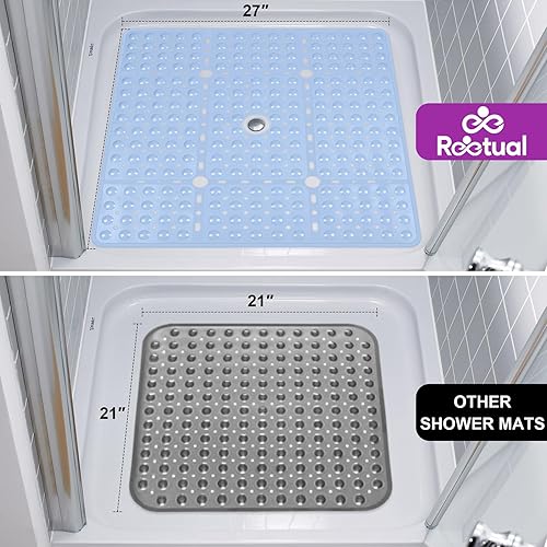 Miniatura 5 de Reetual Tapete de ducha XL antideslizante, tapete de baño de 27 x 27 pulgadas para cabina de ducha o tapete de bañera grande con 240 potentes