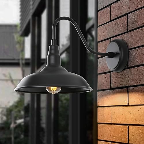 Miniatura 9 de Luz de granero de cuello de cisne negro mate de 14 pulgadas de diámetro, paquete de 3, LM2202