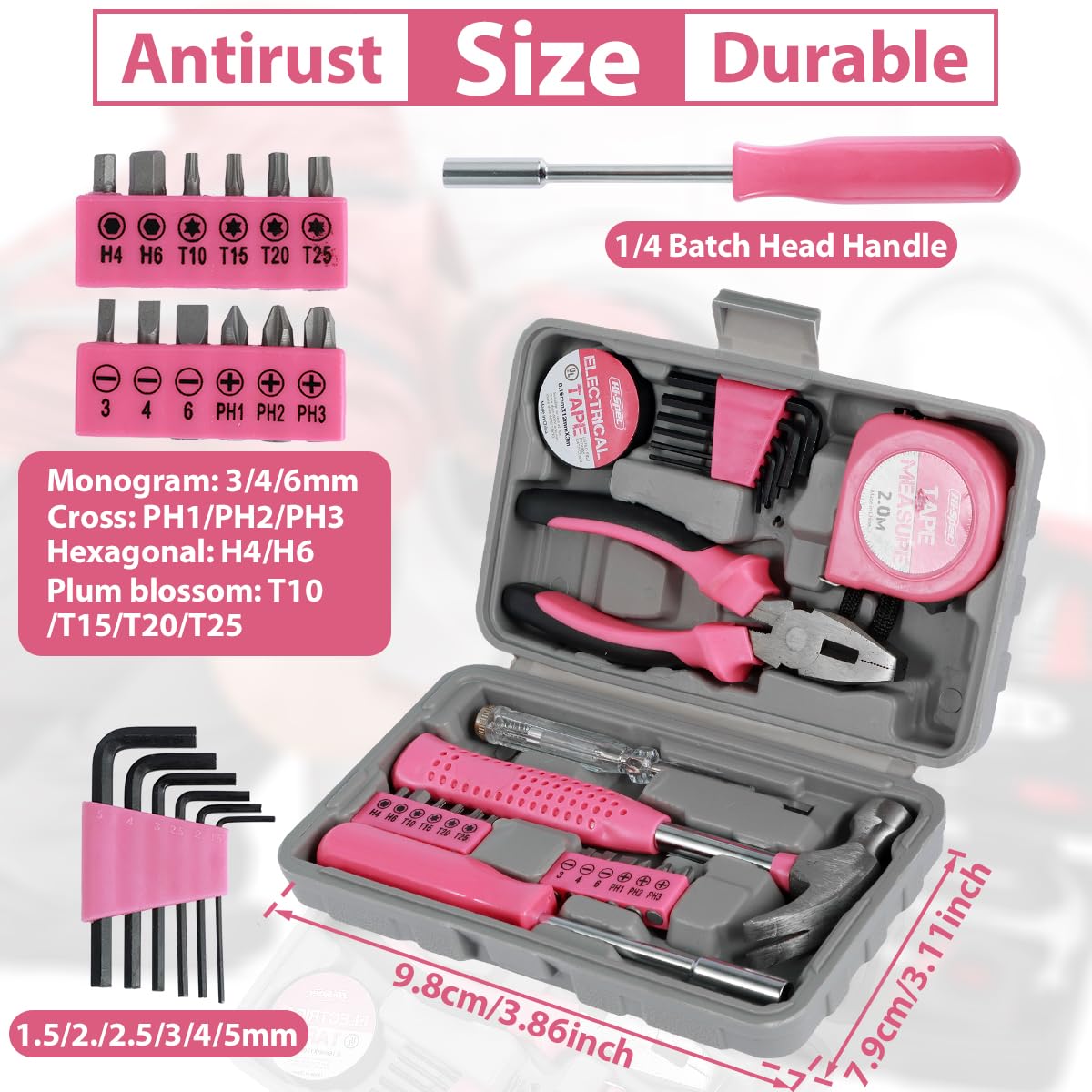 SHALL Set Di Attrezzi Rosa, Kit Di Attrezzi Domestici Da 246 Pezzi Per