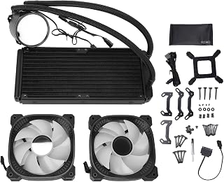 ARGB Liquid CPU Cooler, 2.2 Inch LCD Temperature Display with PWM Fan Control for LGA1851 1700 AM5 AM4 Sockets PWM 1800 240mm Radiator AIO Water Cooling (Black)