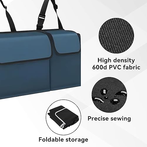 Miniatura 4 de Organizador de maletero de automóvil, para colgar en el asiento trasero, gran almacenamiento con correas ajustables, bolsa de carga plegable de PVC