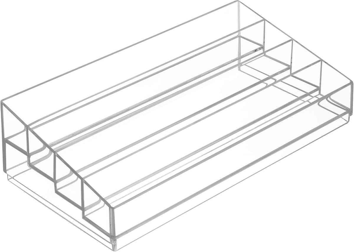 Tiered Cosmetics & Nail Polish Organizer, The Clarity Collection – 12.75 IN X 6.5IN X 3.75 IN, Clear | 13" x 6.5" x 3.46"
