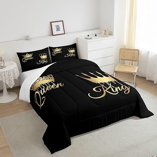 Miniatura 4 de jejeloiu Juego de ropa de cama Queen y King, juego de edredón con patrón de corona para niños, niñas, adolescentes, decoración de habitación,