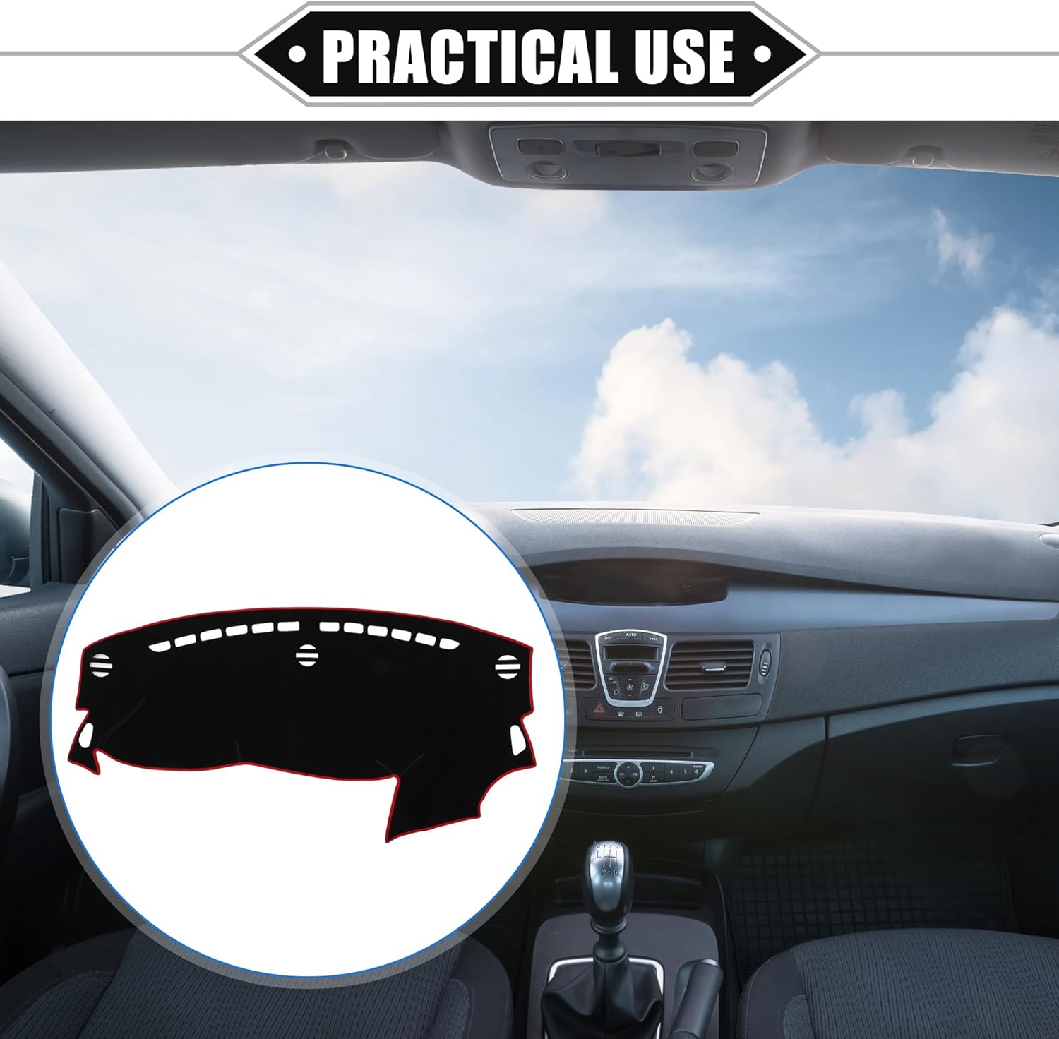 Dashboard Cover Compatible for Dodge Dart 2013-2016, Nonslip Polyester Red Dash Cover Mat Dash Board Protector Cover