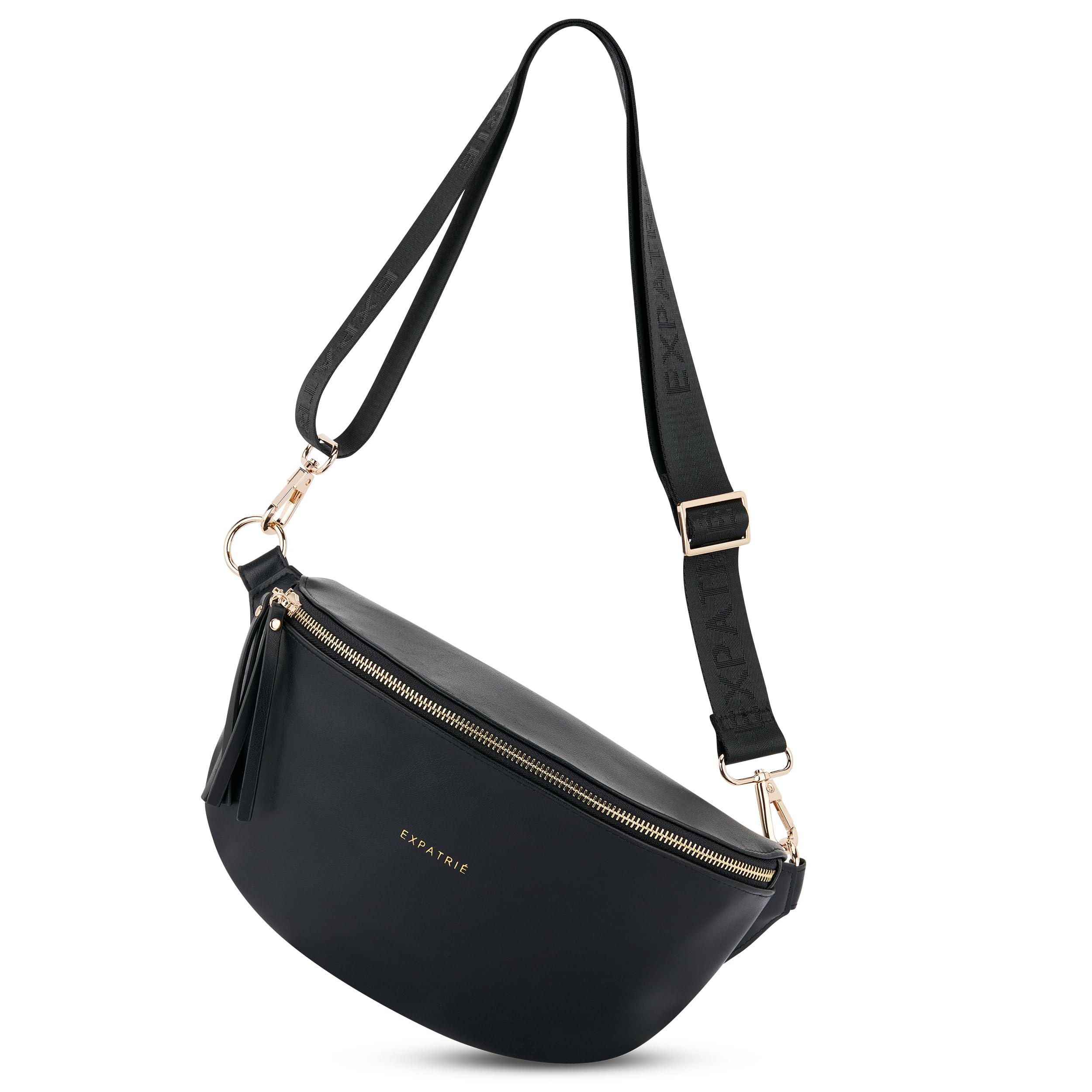 Expatrié Sac à Main pour Femmes Noir - Alice Medium - Sac Banane en Cuir Végétal pour Festival, Voyage et Vie Quotidienne - Sac à Hanche Elégant - Déperlant