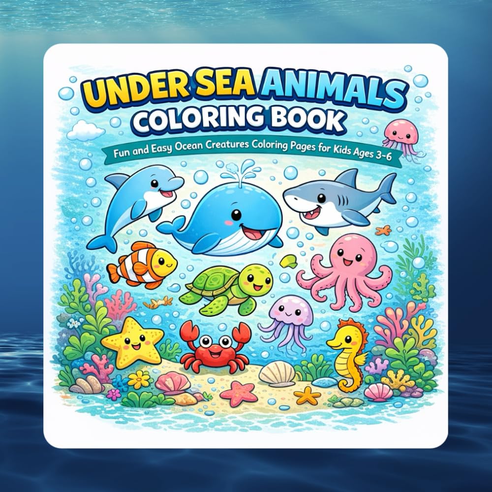 Under Sea Animals Coloring Book for Kids: Fun and Easy Ocean Creatures Coloring Pages for Kids Ages 3–6