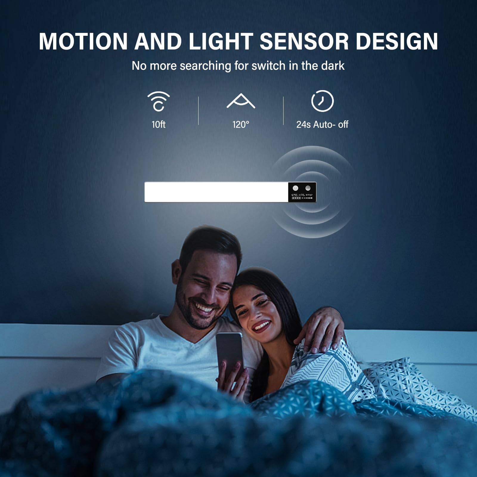 Luce Sottopensile LED Ricaricabile BOOTEEK - 40cm, Dimmerabile, Sensore Movimento - Per Cucina, Armadi