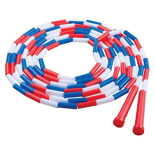 Champion Sports Plastic Segmented Jump Rope, Red/White/Blue, 16 feet
