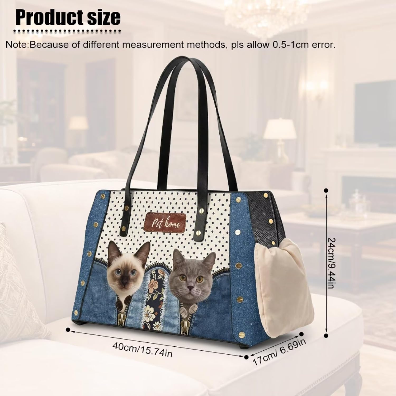 Leather Cat Travel Carrier Removable Dog Soft Sided Carrier Full Open Pet Purse Waterproof Cat Carriers Bag for Cat Lovers