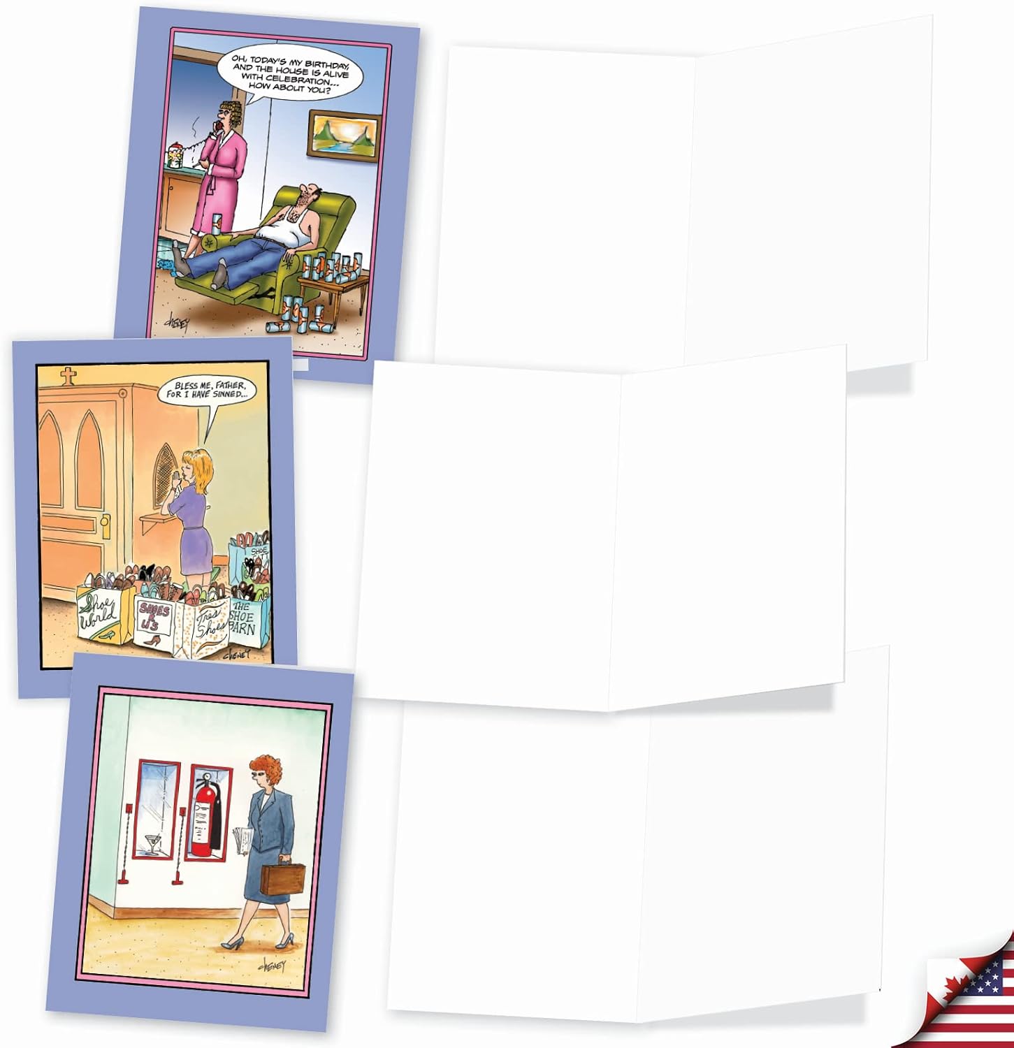 The Best Card Company - 10 Funny Assorted Blank Humor All Occasions Notecards Box Set 4 x 5.12 Inch w/Envelopes Cartoon Comic for Men, Women (10 Designs, 1 Each) - Tom Cheney Toons M6616OCB