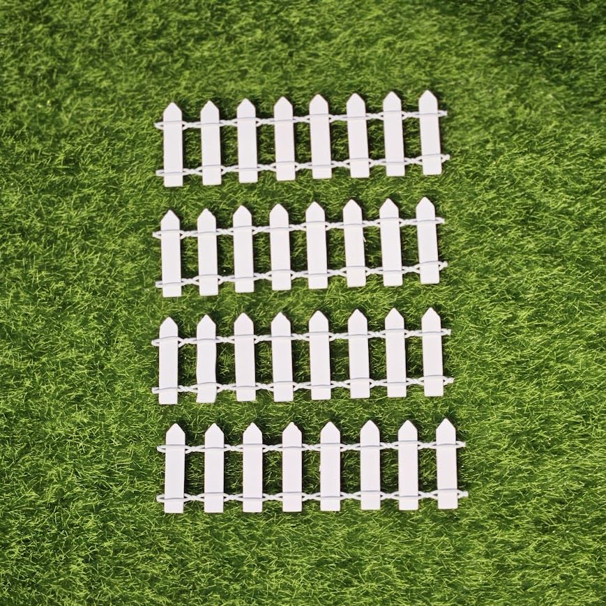 Image of Miniature Fence for Miniature Garden, Fairy Garden Decor, Dollhouse Accessory, Set of 12 Pc, White 10 x 3 cm