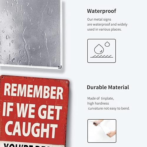 Miniatura 2 de Letrero divertido de metal con texto en inglés "Remember If We Get Caught You'Re Deaf And I Don'T Speak English Signs" (Recuerda si nos atrapamos y