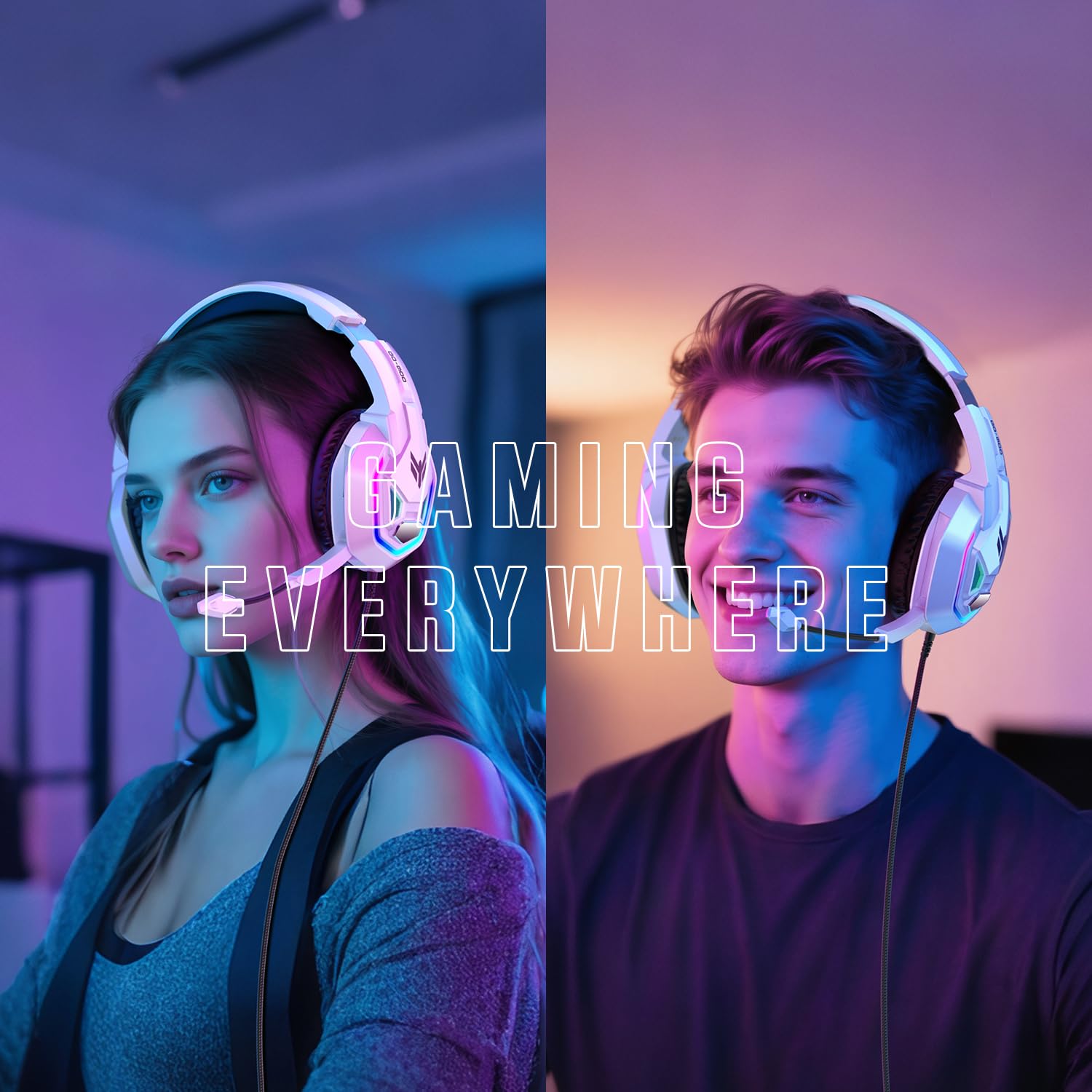 YPBDAN Gaming Headset for PS5, PS4, Xbox Series X|S, Xbox One, PC, Switch, Mac - RGB Over-Ear Headphones with 7.1 Surround Sound, Noise Cancelling Mic, 50mm Drivers & Memory Earmuffs for Nintendo 64 - Nintendo Switch - Very Good - Used Accessory - Image 8