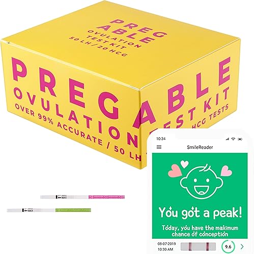 Pregable Kit combinado de 50 pruebas de ovulación y 20 pruebas de embarazo, OPK, HPT (50LH + 20HCG)
