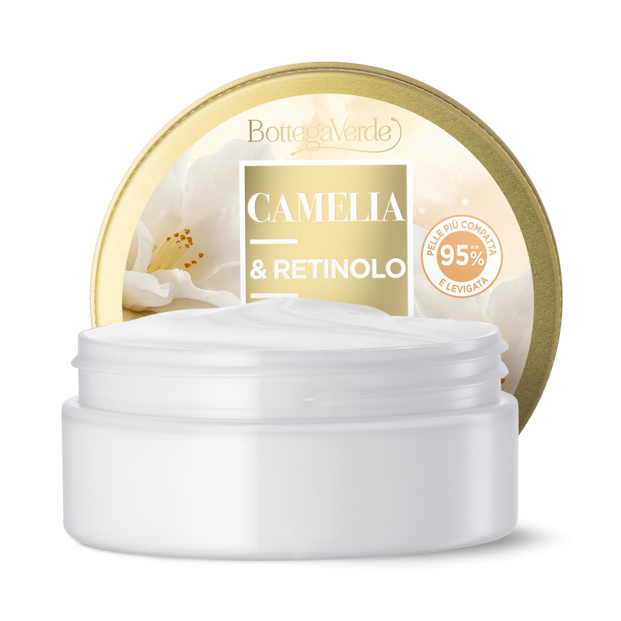Bottega Verde Kamelia i Retinol, masło do ciała, 150 ml, zagęszczający i wygładzający, z retinolem i ekstraktem z kamelii hiperfermentowanym środkiem uszczelniającym Bottega Green Bottega do