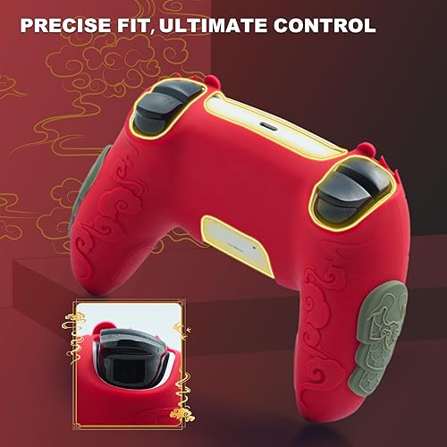 Miniatura 4 de Grip Cover for PS5 Controller, Wukong-Inspired Ergonomic Silicone Cover with Fiery Eyes Joystick Caps, Chainmail Grip Design & Somersault Cloud Back