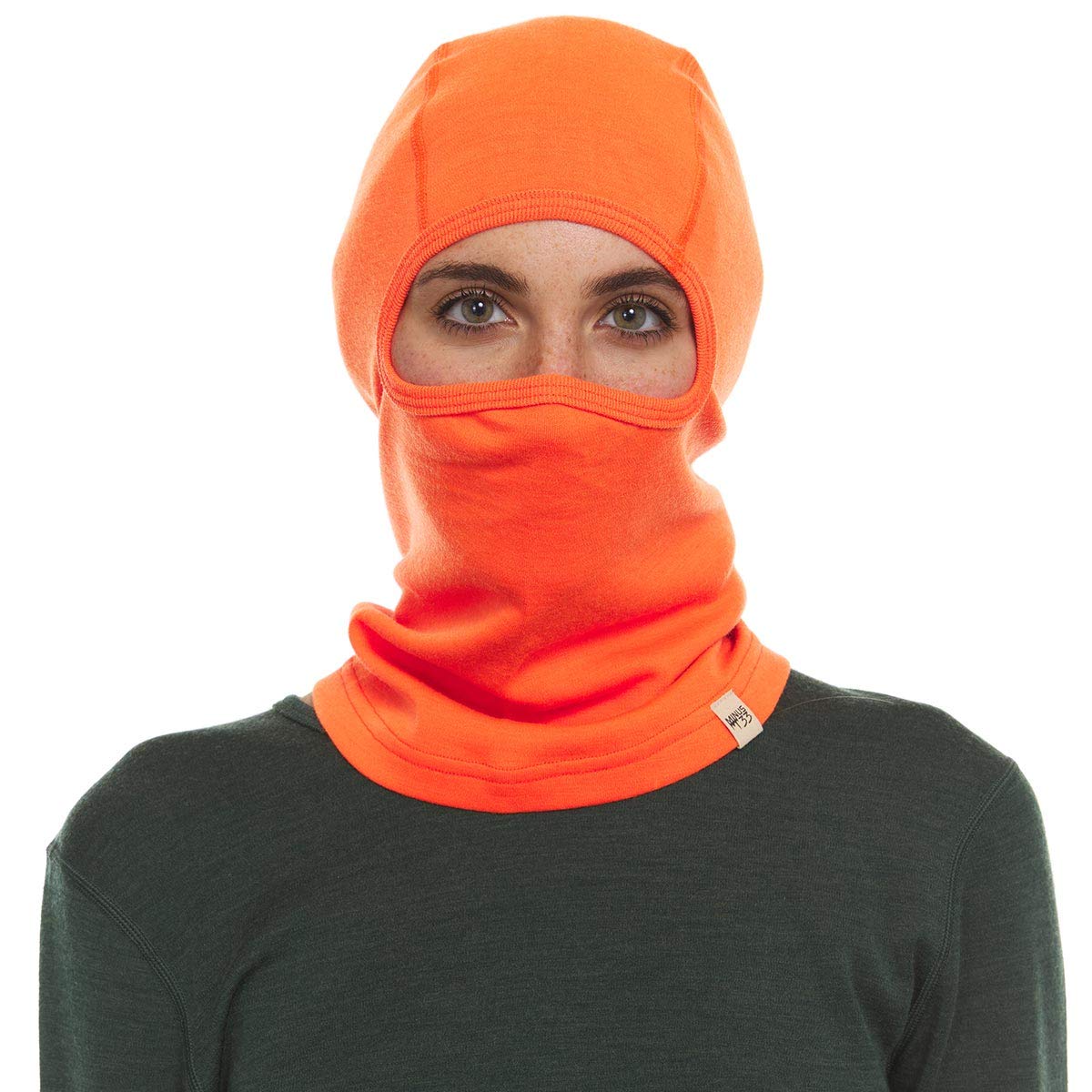 100% Merino Wool Balaclava - Winter Ski Mask - Face Mask - Cold Weather Gear - Blaze Orange - One Size