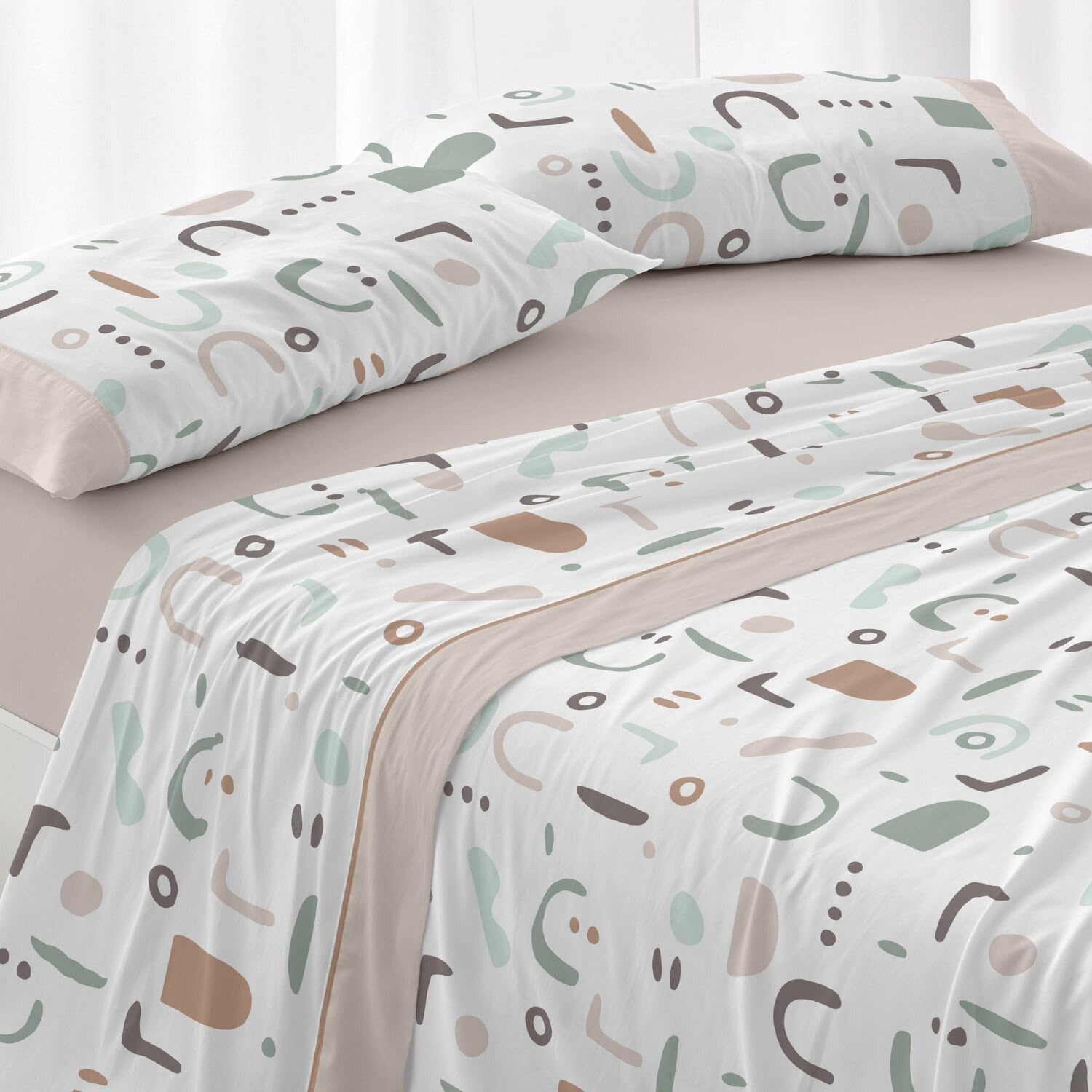 Burrito Blanco | Juego de sábanas | Cama de 135cm. (+Medidas Disponibles) | Diseño 537 | Color Arena (135x190/200cm.)