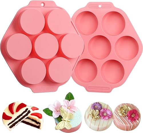 Sidosir 2 moldes de silicona para galletas Oreo de chocolate, cilindro redondo de 7 cavidades, moldes de cubierta de chocolate Oreo para dulces,