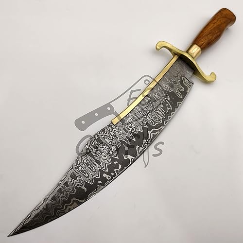 Miniatura 3 de Hecho a mano personalizado Damasco acero Alamo Musso Bowie cuchillo réplica cuchillo, Jim Bowie, JimBowie, cuchillo de caza, cuchillo de camping