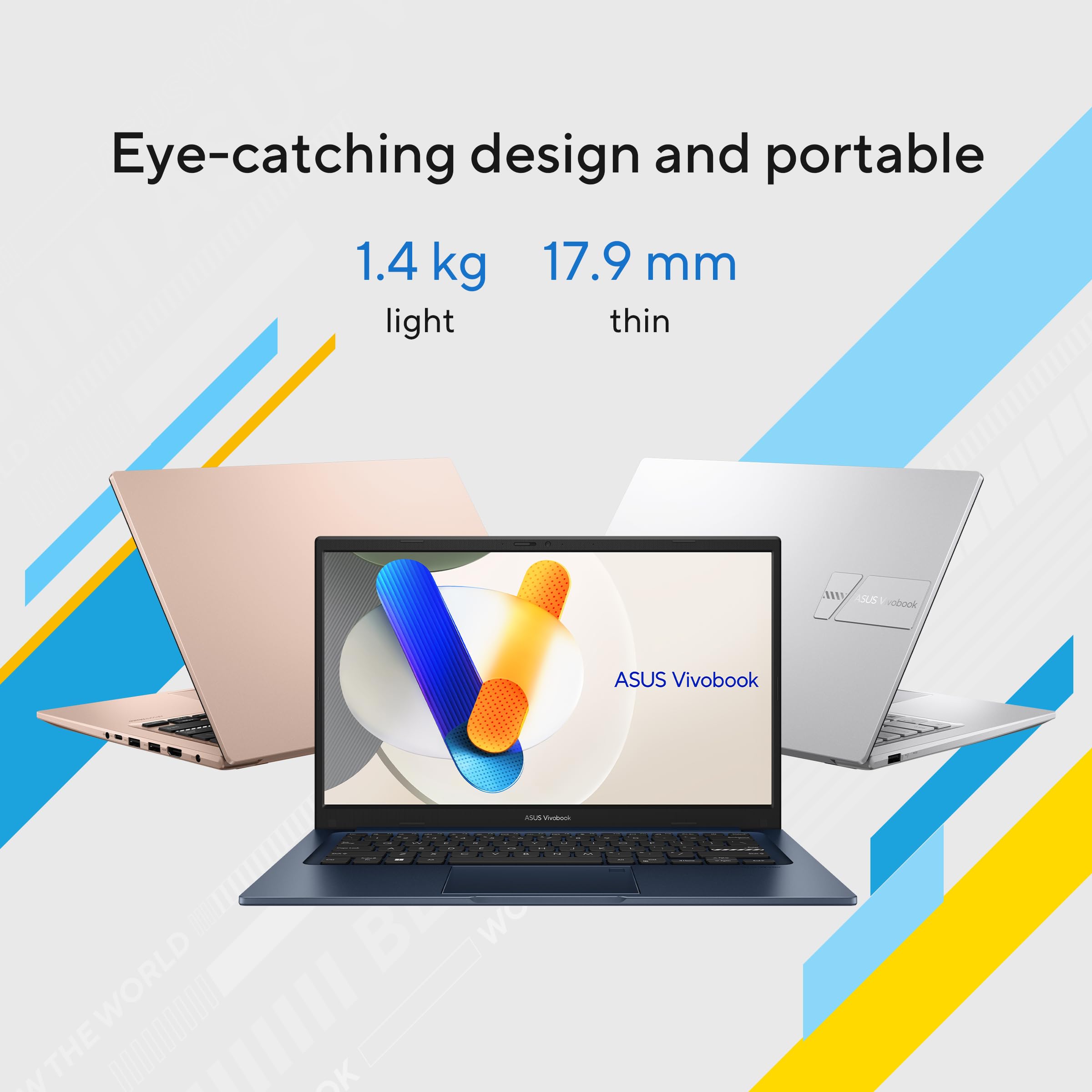 ASUS Vivobook 14 (2025), (i5-14th Gen) Intel Core 5 120U,Fingerprint Sensor,8GB RAM,512GB SSD,FHD, 14", (35.5 cm),Win11,M365 Basic(1Y) Office 24, Silver, 1.4 Kg, X1404VAP-EB1521WS, Thin & Light Laptop — Amazon image 3