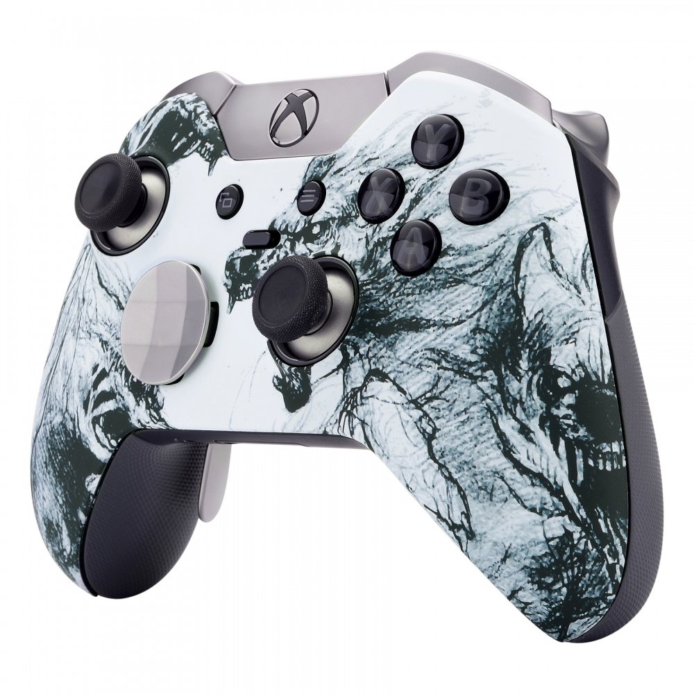 eXtremeRate Cover Custodia Anteriore Case Copertura Frontale Pezzo di Ricambio per Xbox One Elite Controller Model 1698 con 2 Anelli d'Accento(Anima del Lupo)
