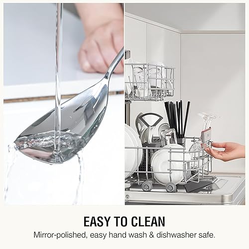 Miniatura 7 de Juego de utensilios de cocina de acero inoxidable 304, 8 piezas, utensilios de cocina de lujo, cucharón profundo, espumador, espátula ranurada,