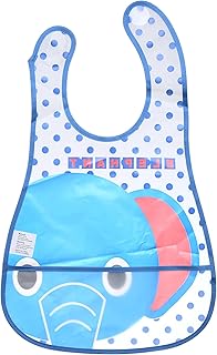 Mix&Max Waterproof Bib Printed Elephant For Boys-Baby Blue&White