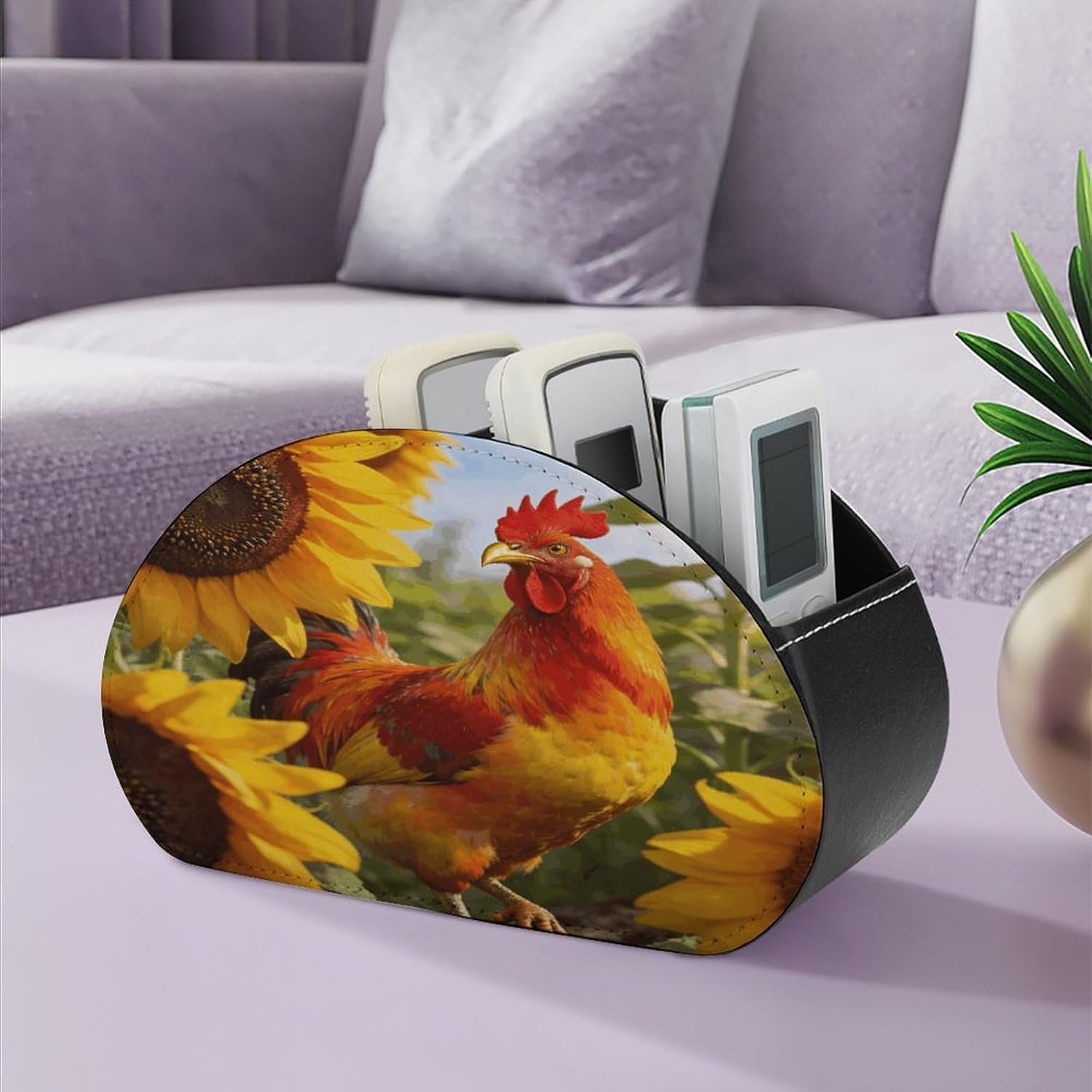 Personalized PU Leather Remote Control Holder with 5 Compartments image 5