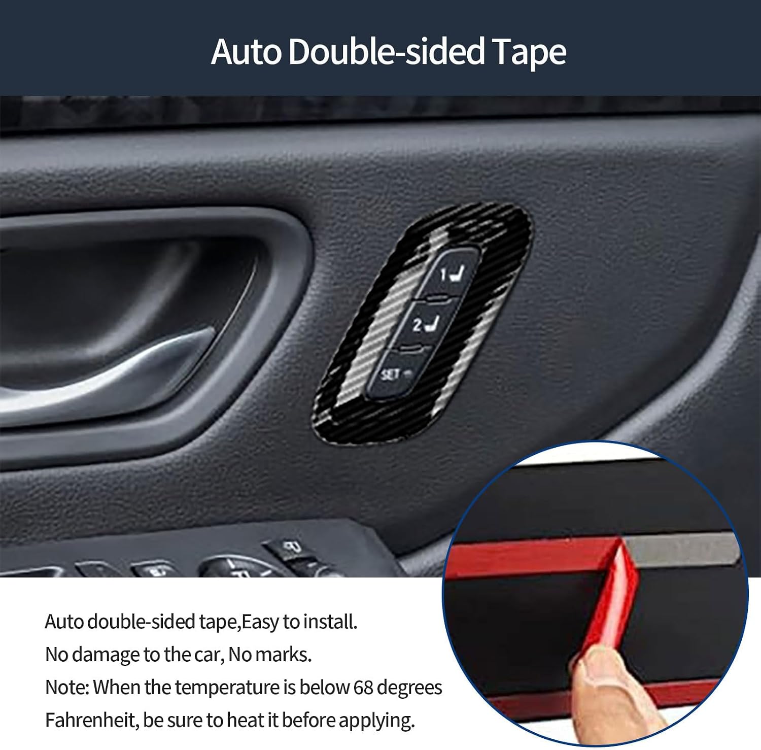 Driver Seat Memory Adjustment Cover Compatible with Honda New Pilot 2023 2024 2025 2026 Seat Memory Adjustment Trim Interior Car Accessories ABS 1PCS(Carbon Fiber Style)