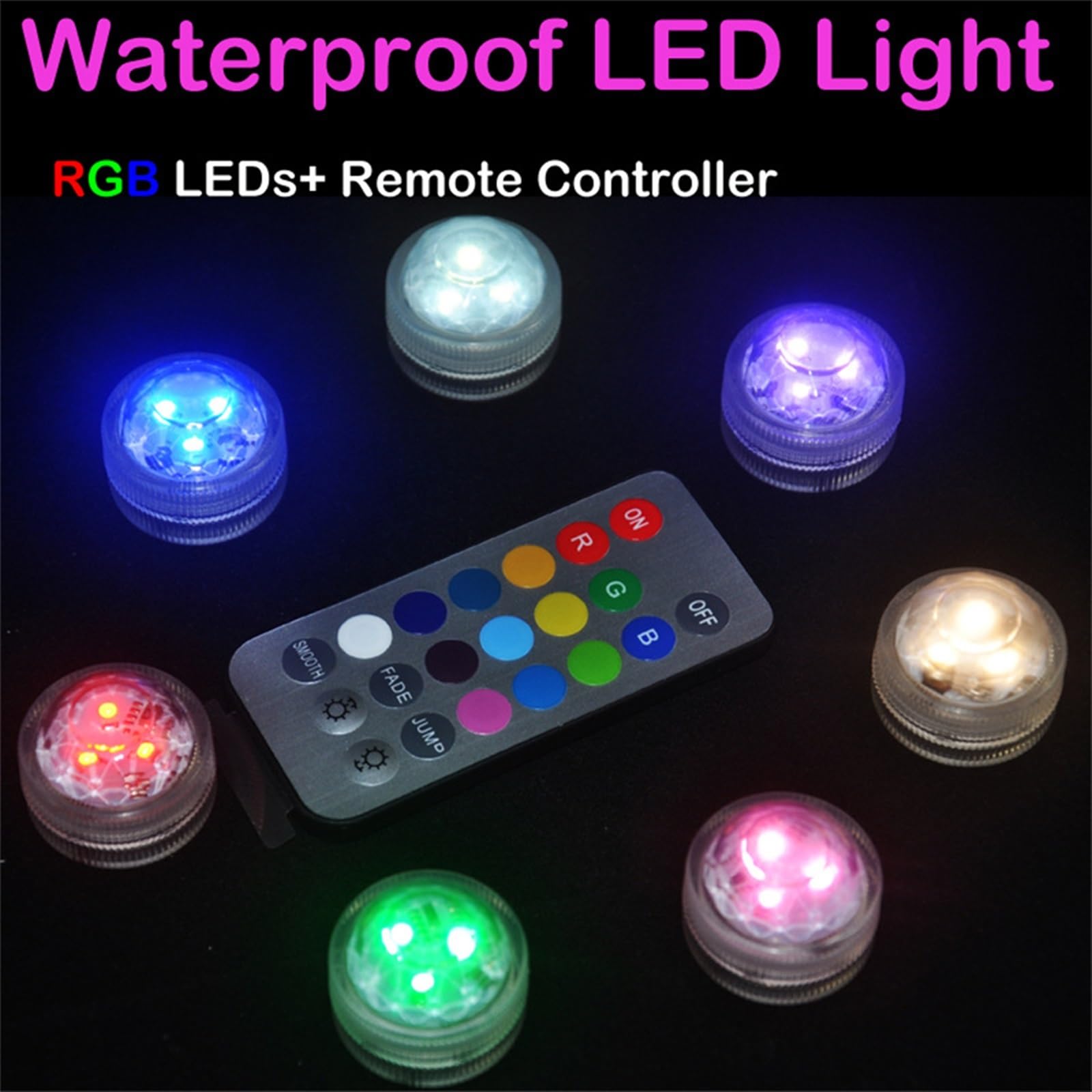 Luci subacquee a LED a batteria Telecomando 13 colori Lampada da tè RGB a luce sommersa for diserbo Festa di San Valentino di Natale (Size : 9 Lamp 1 controller)