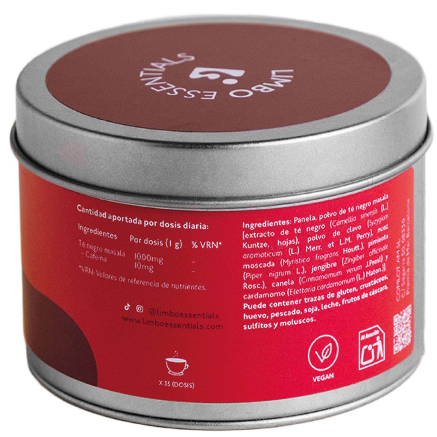 Limbo Té Chai Puro – Té Negro Chai Masala en Polvo con Especias | 105g (35 Dosis) | Energía Natural, Antioxidante y Digestivo | Canela, Jengibre, Cardamomo | Sin Azúcar, Sin Lactosa