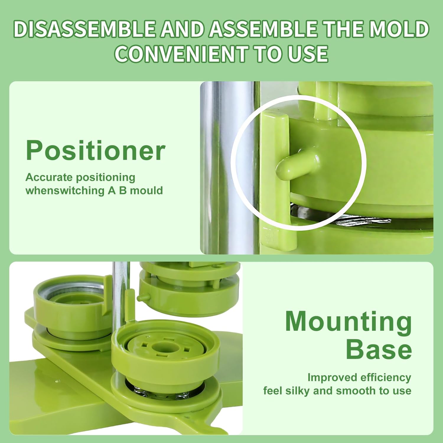 Button Maker Machine 58mm (2.25 in) Installation-Free, DIY Button Pin Maker Machine, Button Badge Press Machine with Free 50pcs Button Maker-Green