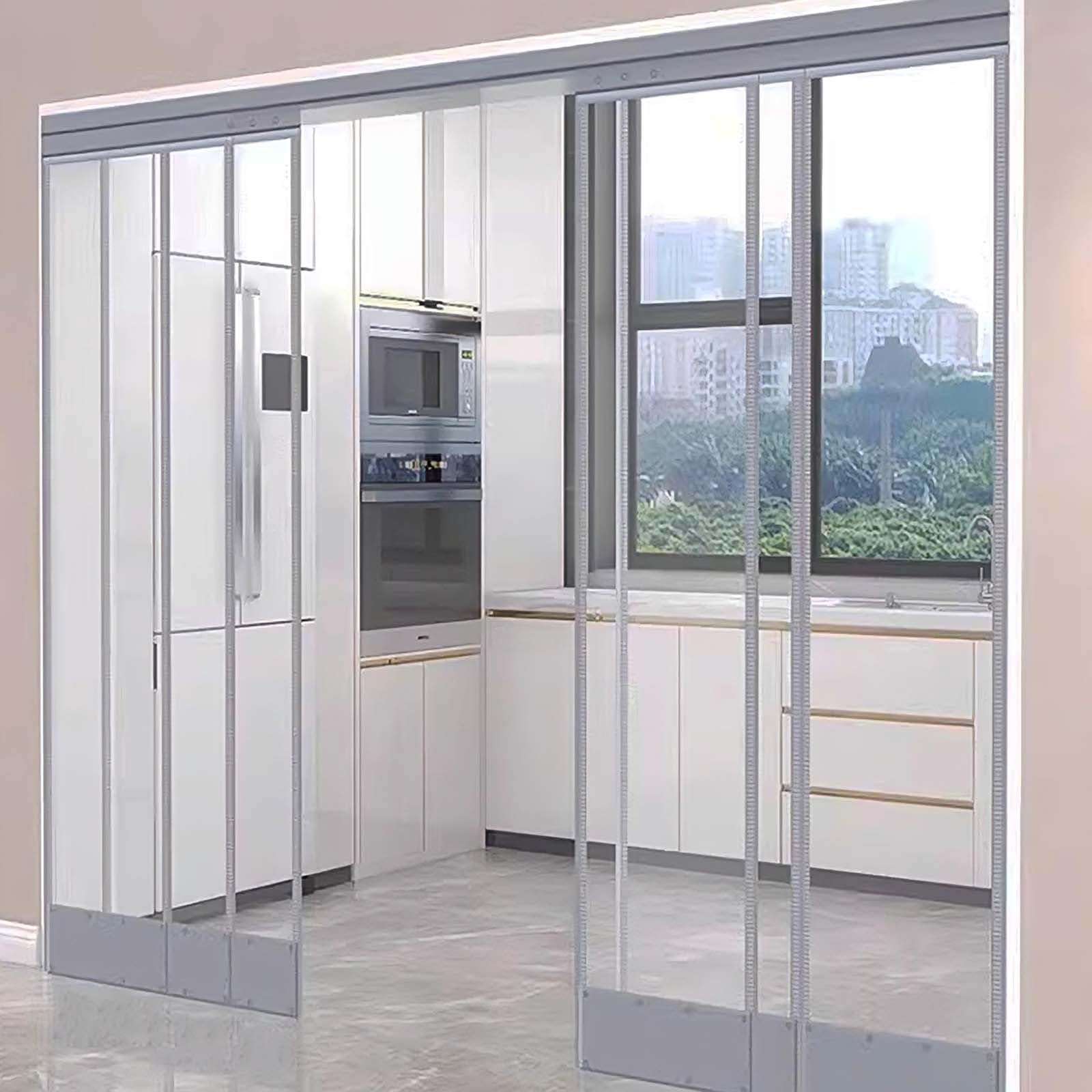 Rideaux Coulissants À Lamelles Rideau Laniere PVC Anti-poussière Rideau De Porte Laniere Plastique Magnétique Thermique Rideau À Lanière Transparent(1.0mm,W45cmxH275cm)