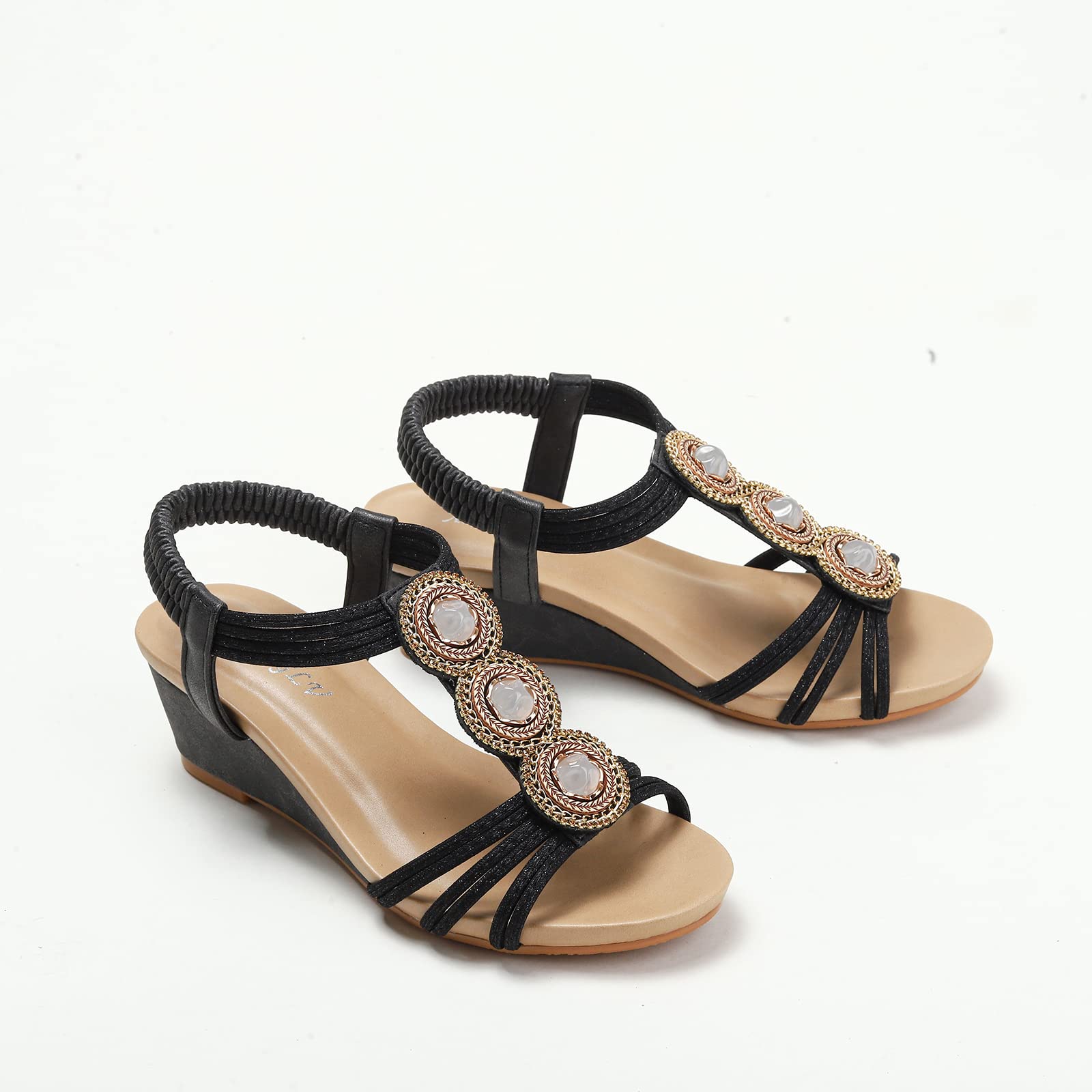 Sandali Donna con Tacco a Zeppa Casual Scarpe con Plateau e Punta Aperta Scarpe da Signora Stile Romano Estate 868