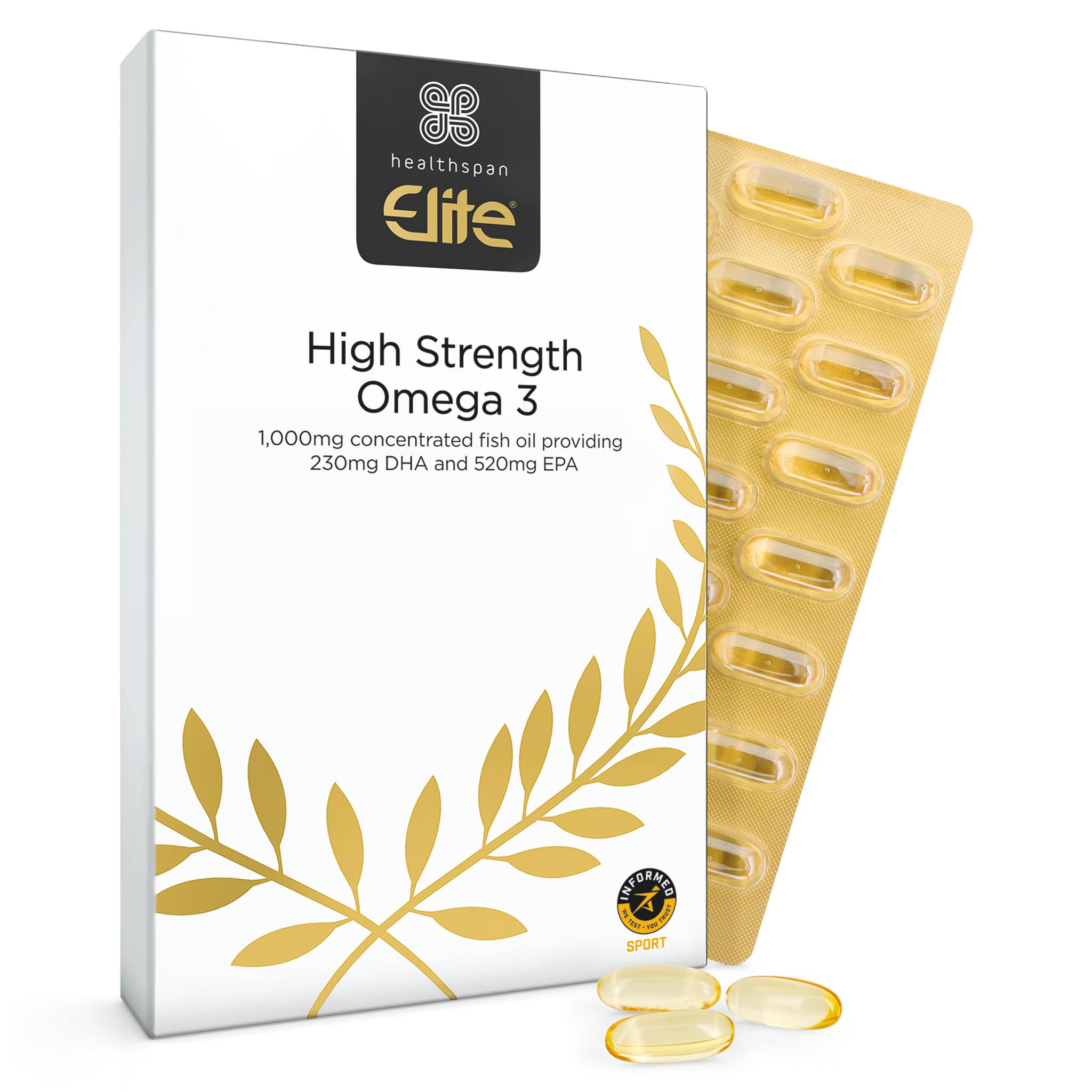 Omega 3 1,000mg (4 Months' Supply) | Support Your Brain, Heart & Eye Health | 230mg DHA & 520mg EPA | All Blacks Official Partner | Sustainably Sourced | Informed Sport Accredited