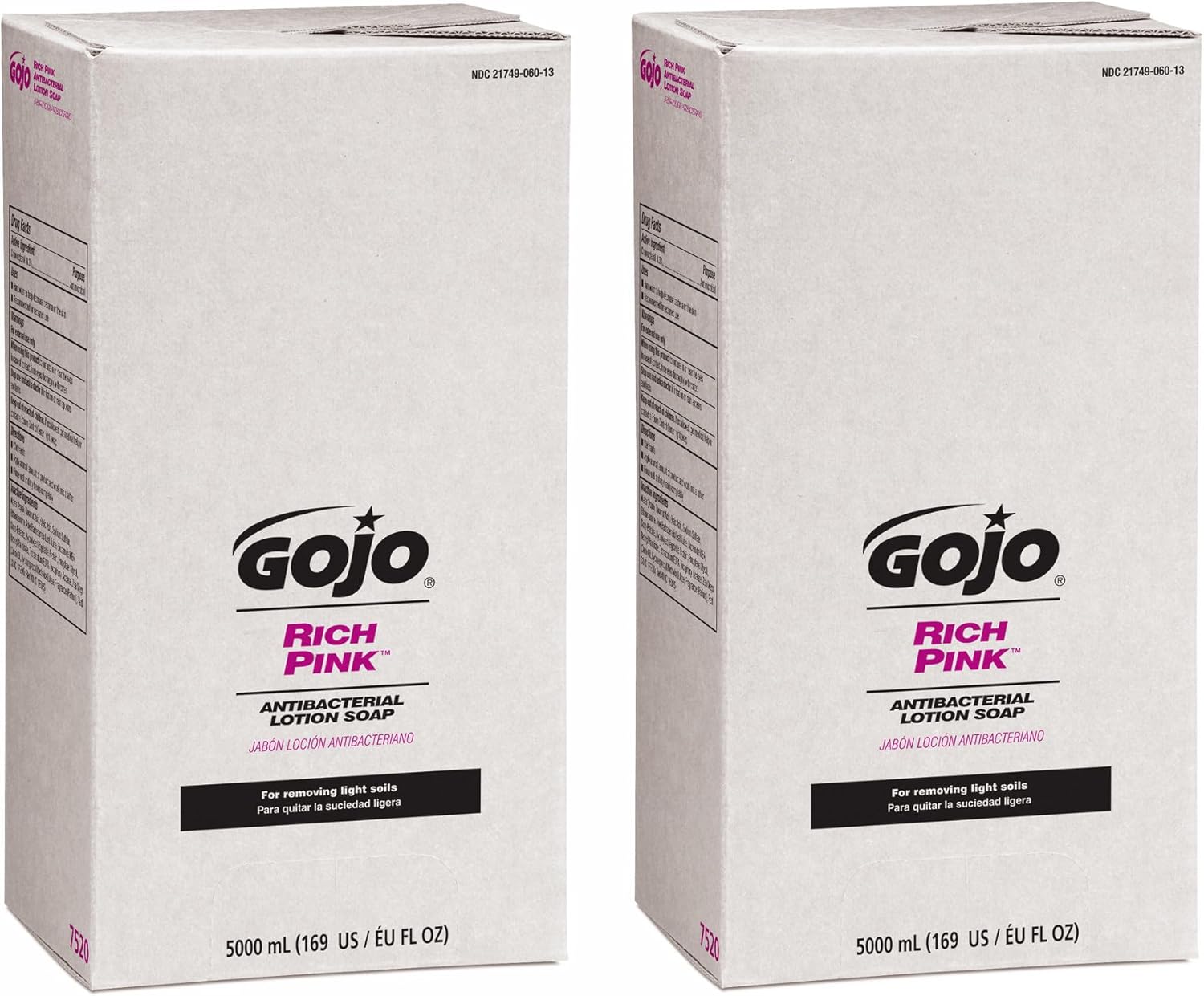 GOJO RICH PINK Antibacterial Lotion Soap Floral Balsam Fragrance, 5000 mL Lotion Hand Soap Refill PRO TDX Push-Style Dispenser (Pack of 2) - 7520-02