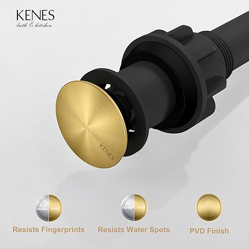 Miniatura 98 de KENES Desagüe desplegable de bronce aceitado para lavabo, tapón de drenaje para lavabo, montaje de drenaje de fregadero sin desbordamiento, anti