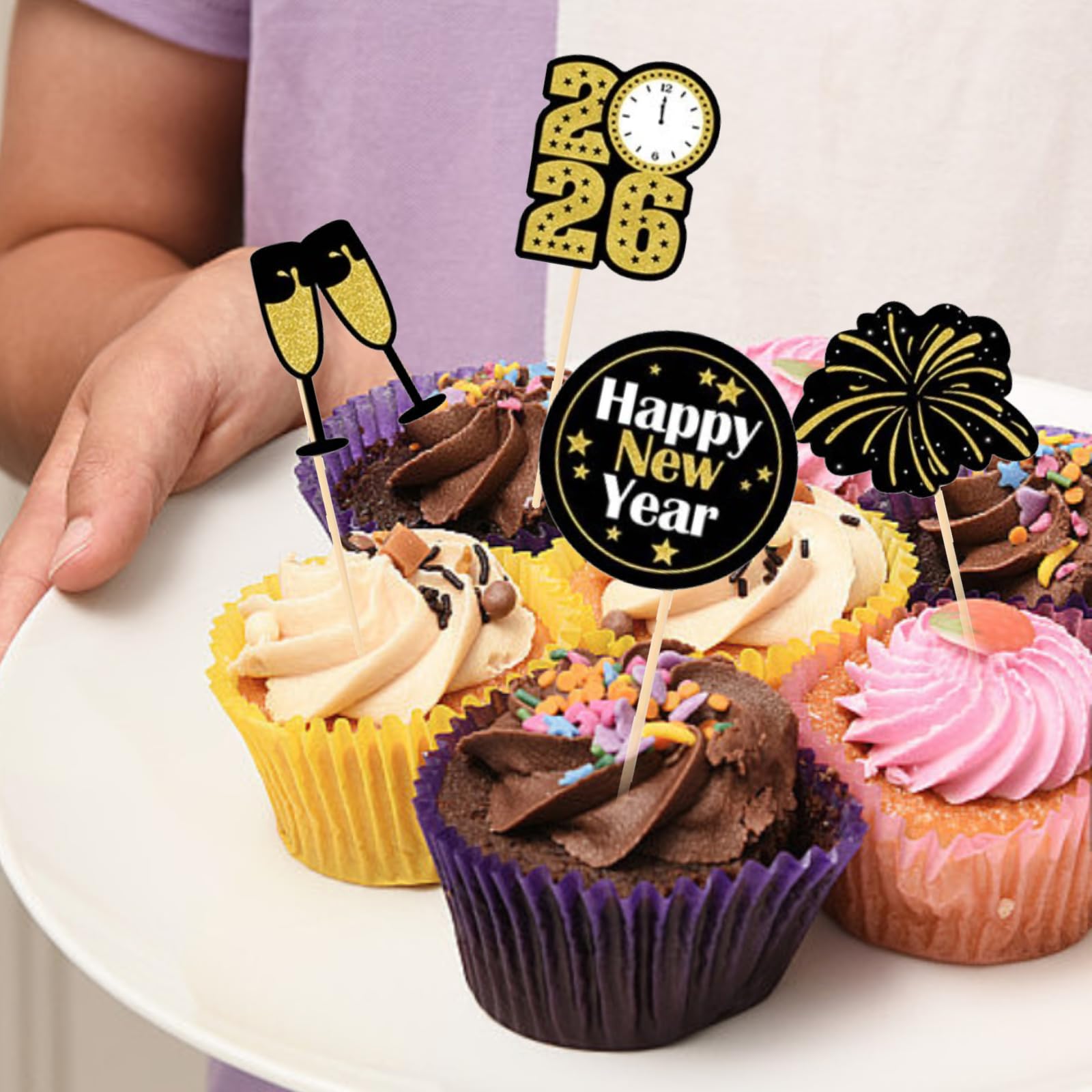 Lot De 24 Décorations Pour Cupcakes D'Halloween,Chapeau À Paillettes,Citrouille,Décorations D