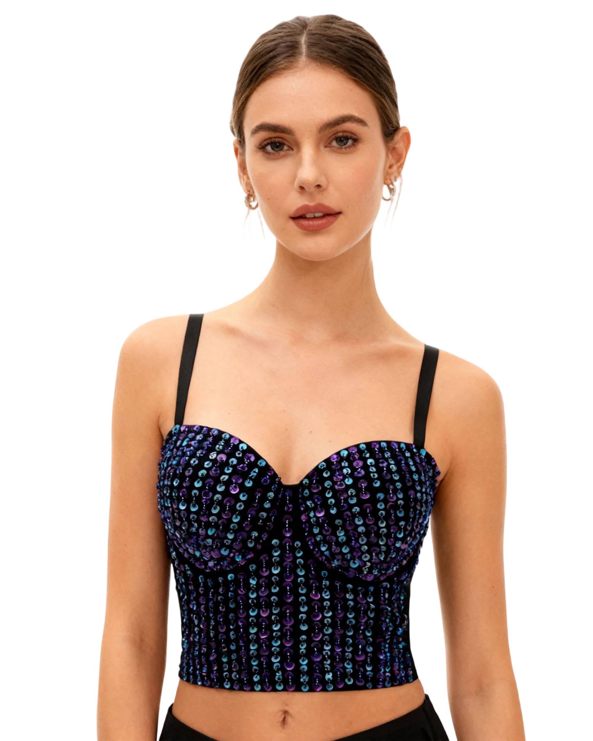 ROYAL SMEELA Haut Corset Paillettes Pour Femme Top Bustier Pailleté Bustiers et Corsets Élégant Adulte